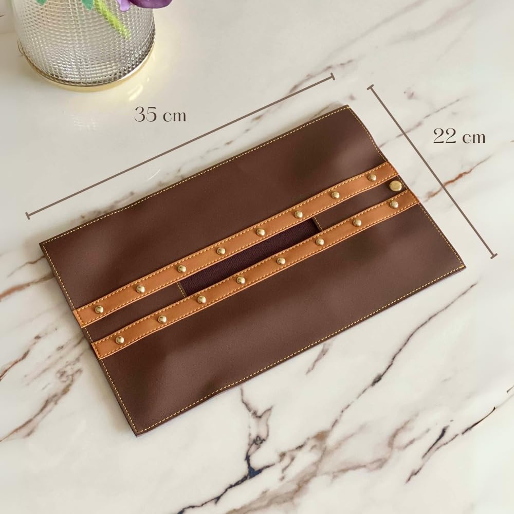 Mason Home Vegan Leather Brown & Tan Tissue Box Sleeve Pack of 1 - L 14" x B 9" | Paper Napkin Holder | Cover for Tissue Case - Holder - Dispenser - Organizer | Home - Office - Table - Desk 1