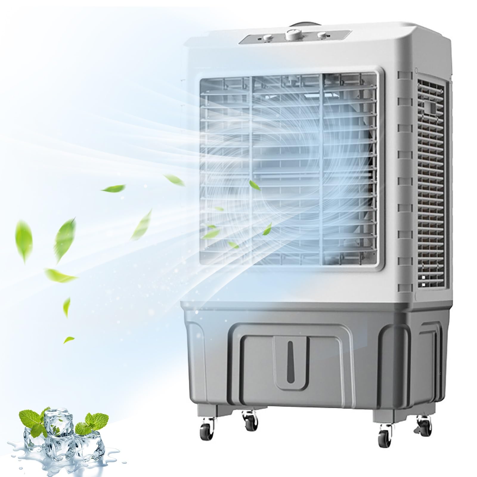 TIANQIHAO Evaporative Air Cooler With 120° Oscillation, 3 Speeds & 4 Ice Packs, 50/55L Cooler Fan For Garage, Patio, Outdoor,88cm/35in-50l