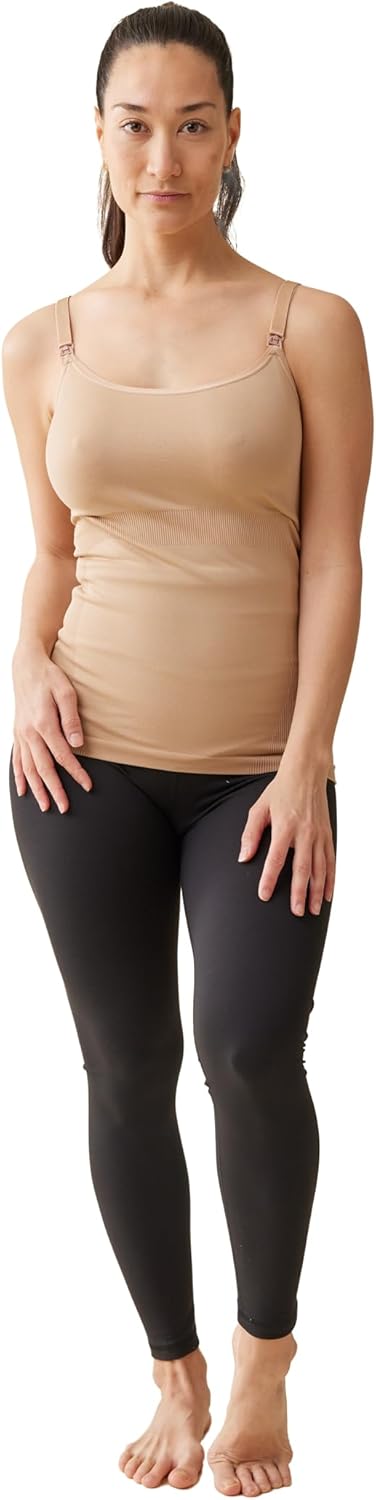 Ingrid & Isabel Nursing & Shaping Cami – Seamless Maternity Tank Top with Adjustable Straps & Easy Breastfeeding Access