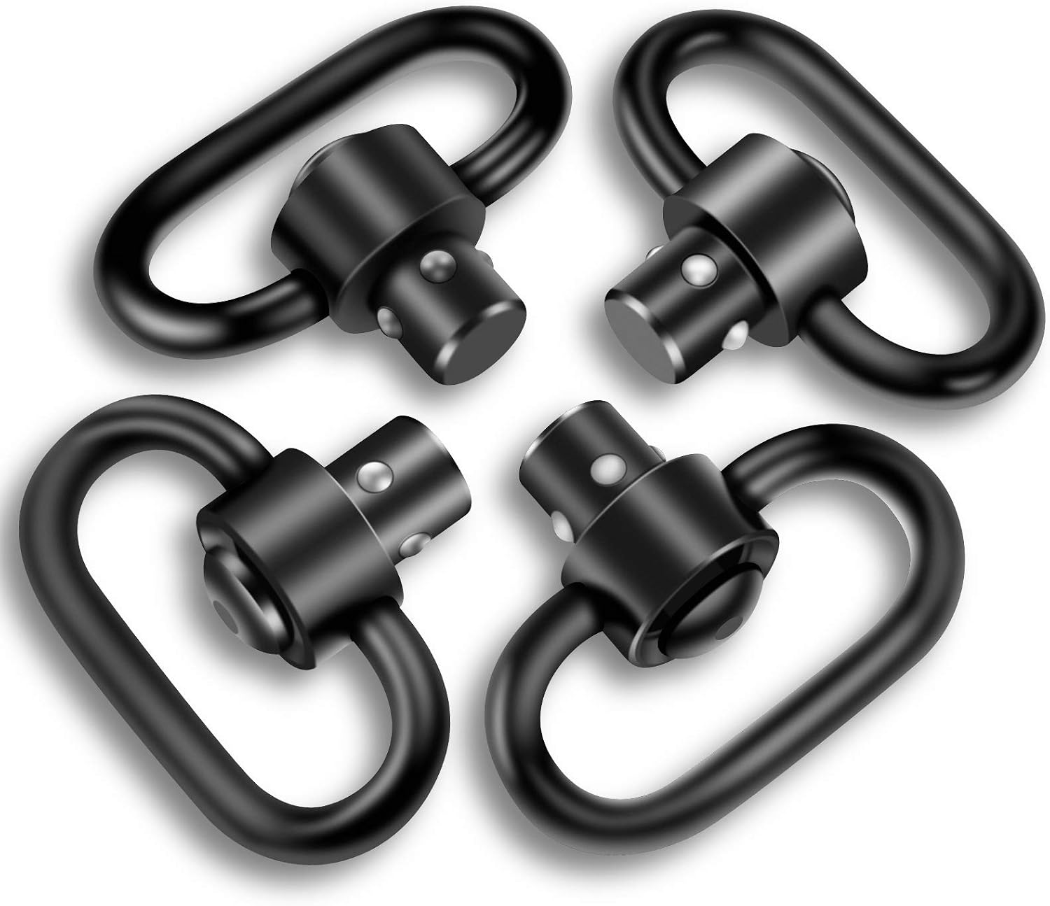 FANGOSS 4 Pcs QD Sling Swivels with 1.33 Inch Push Button Quick-Disconnect D-Loop for Two Point and Traditional Sling Swivel Mount - Black