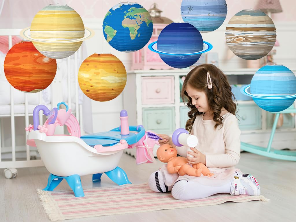 Lanterne Di Carta Pianeta Set 8 Pezzi - Decorazione Per Feste A Tema Spaziale, 30 Cm Diametro - Foto 2
