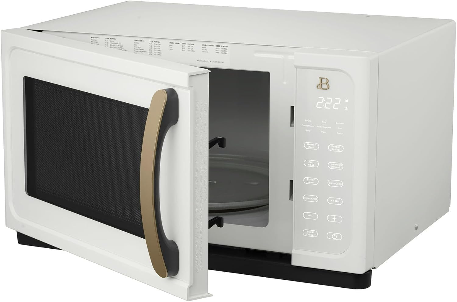 Beautiful 1.1 Cu ft 1000 Watt, Sensor Microwave Oven, White Icing by Drew Barrymore