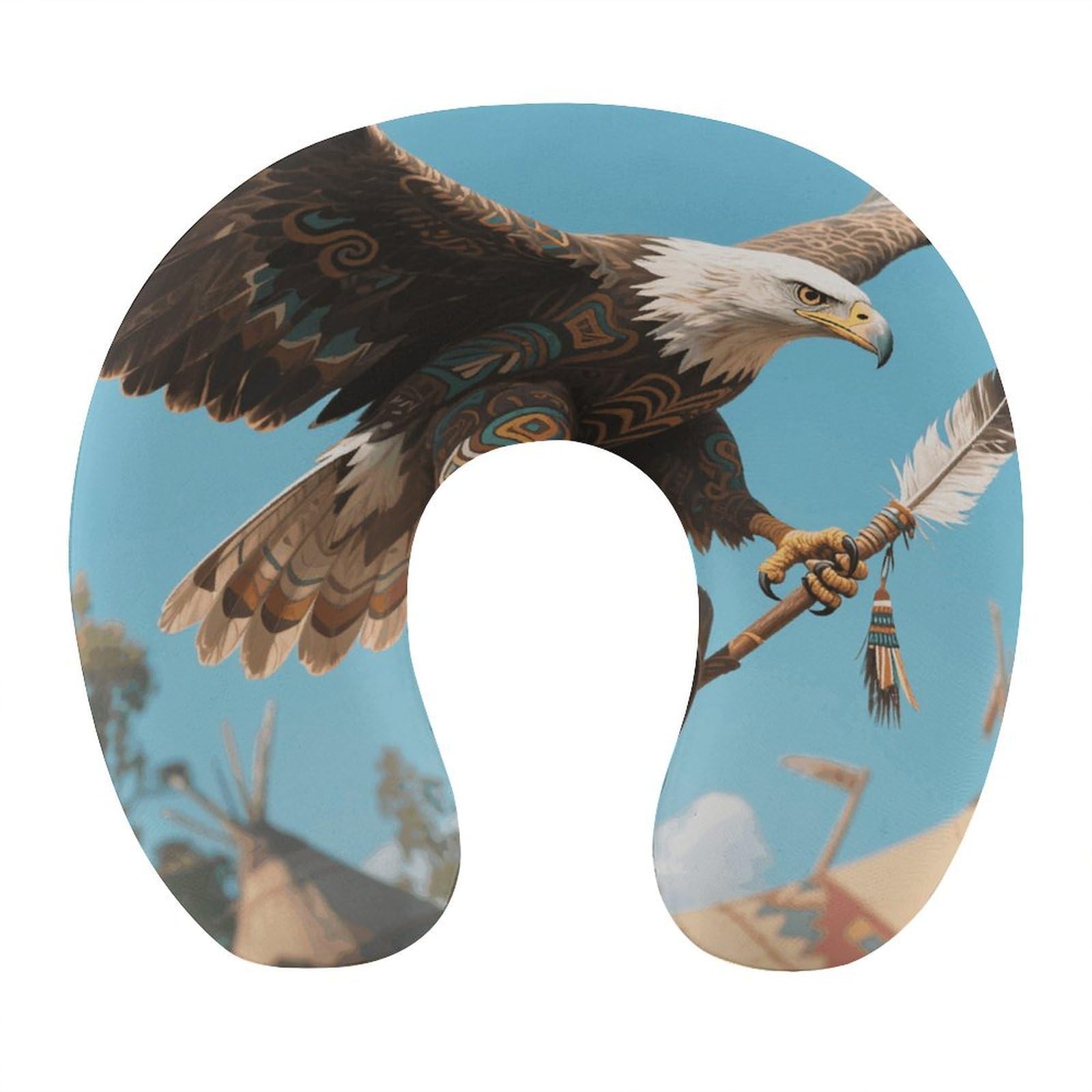 MUSM Totem Eagle Travel Pillow for Sleeping Comfortable Portable U Shaped Pillows for Airplane Car Train Lightweight Memory Foam Neck Pillow for Home Office Travelling