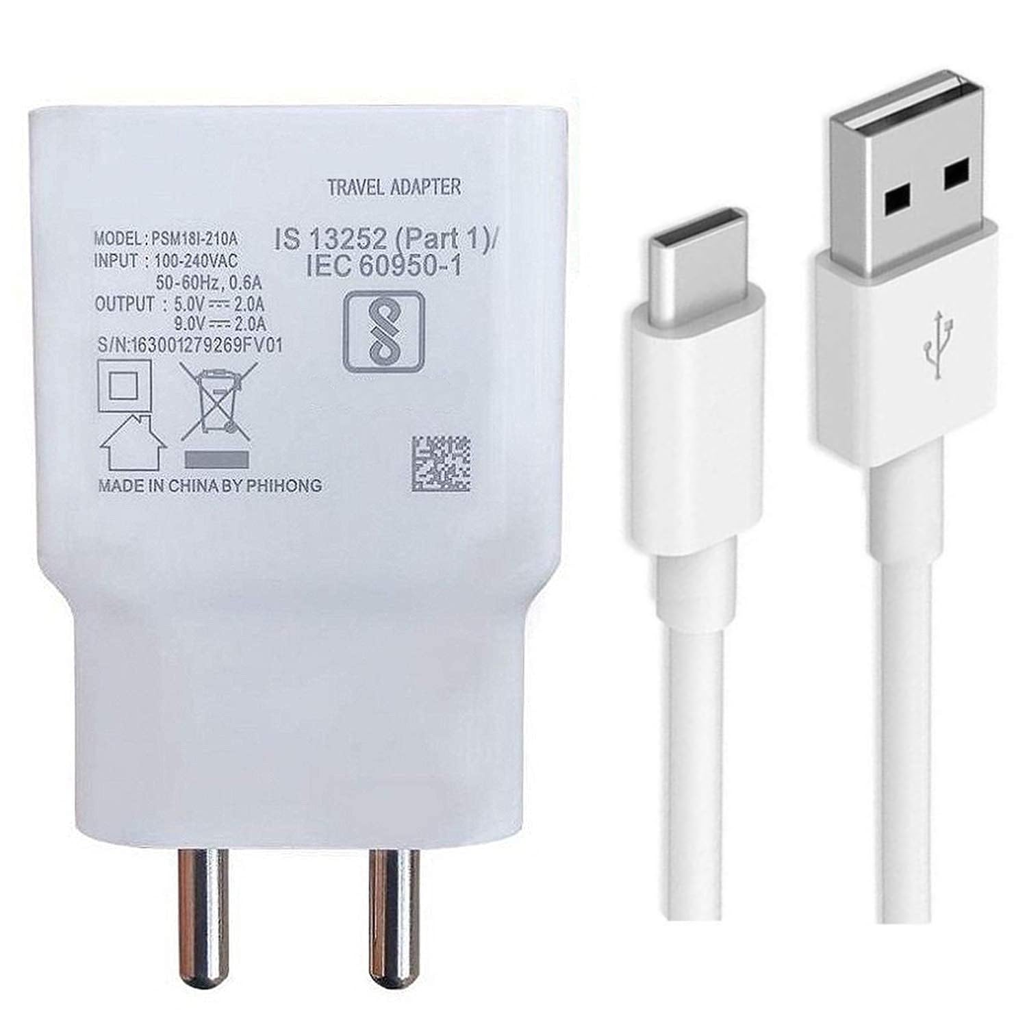 18W Type-C Charger for Samsung Galaxy S25 Original QC Adapter Type C 3.0A High Speed Fast Turbo Charge QC 3.0 Smart SinglePort with 1m Type-C Charging & Sync Cable (White, VO, SH.X2)-image-43