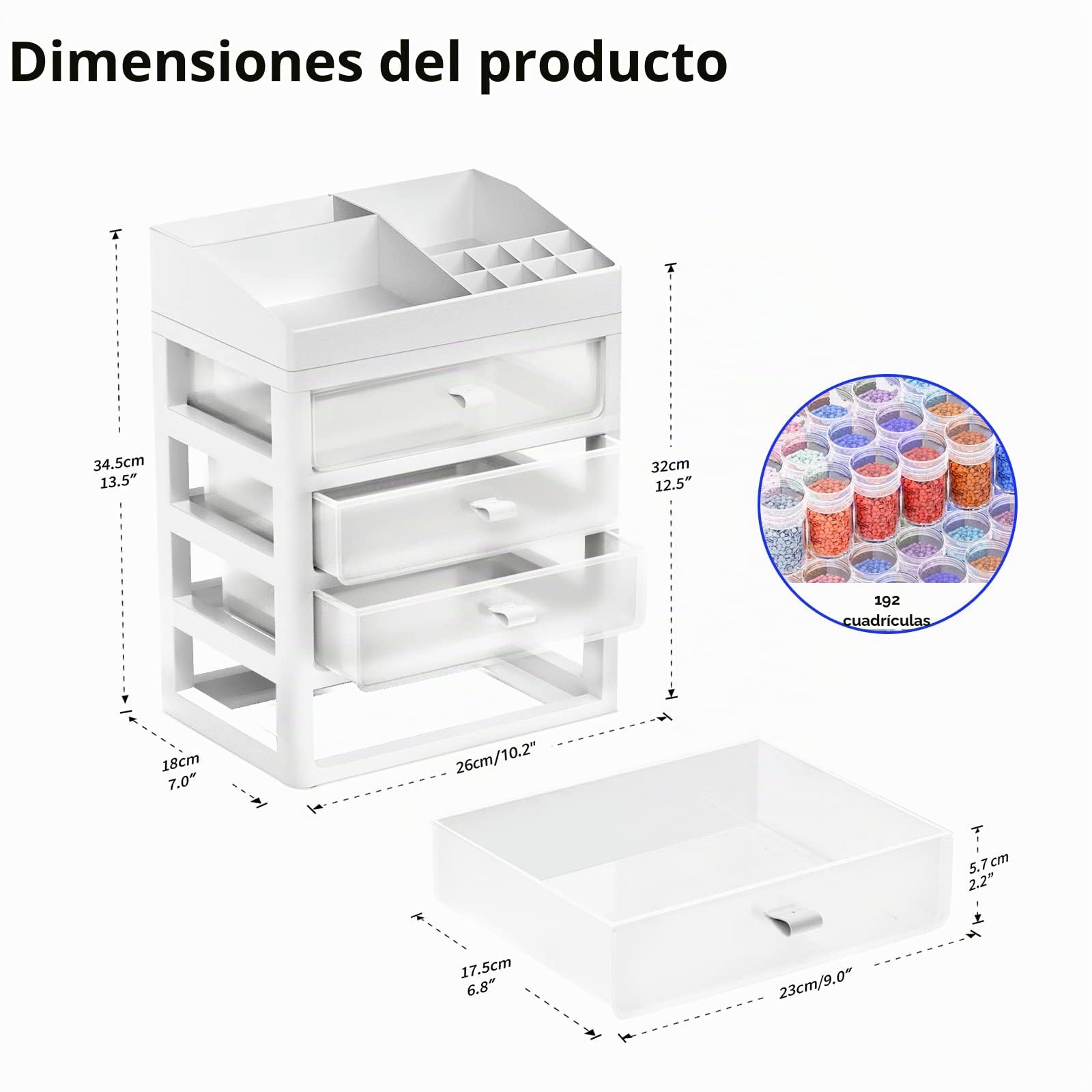 ARTDOT Diamond Painting Accesorios, 192 Ranuras Diamond Painting Kit Completo Organizador para Almacenamiento Pintura Diamante, Joyas, Semillas, Anillora