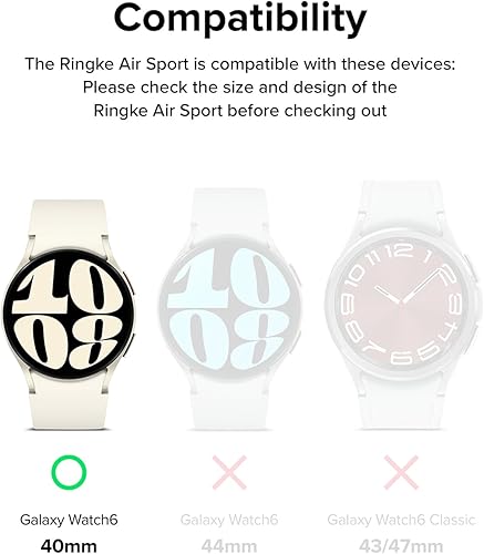 Miniatura 2 de Ringke Air Sports - Funda compatible con Samsung Galaxy Watch 6 (1.575 pulgadas), suave, flexible, ligera, delgada, funda de poliuretano