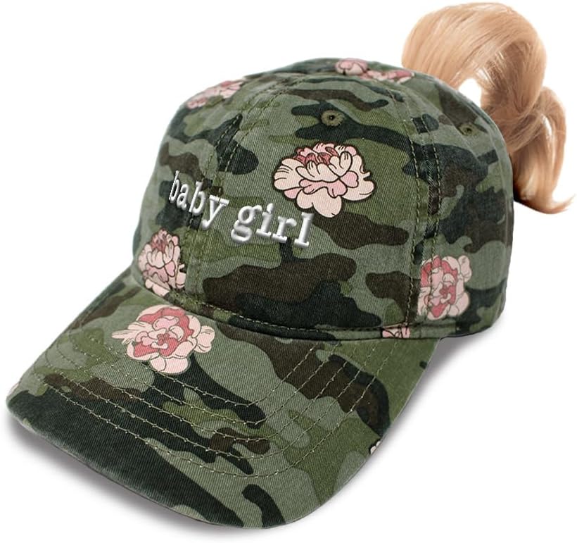 Ponytail Cap Camo Hat Baby Girl Daughter B Sun Hat with Ponytail Hole Bci Cotton