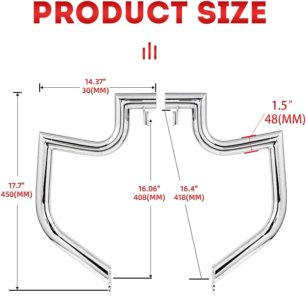 Gamyipp 1.5" Fat Crash Bar Engine Guard Highway Bar for Kawasaki Vulcan 900 VN900 Classic Custom 2006-2019(Chrome)