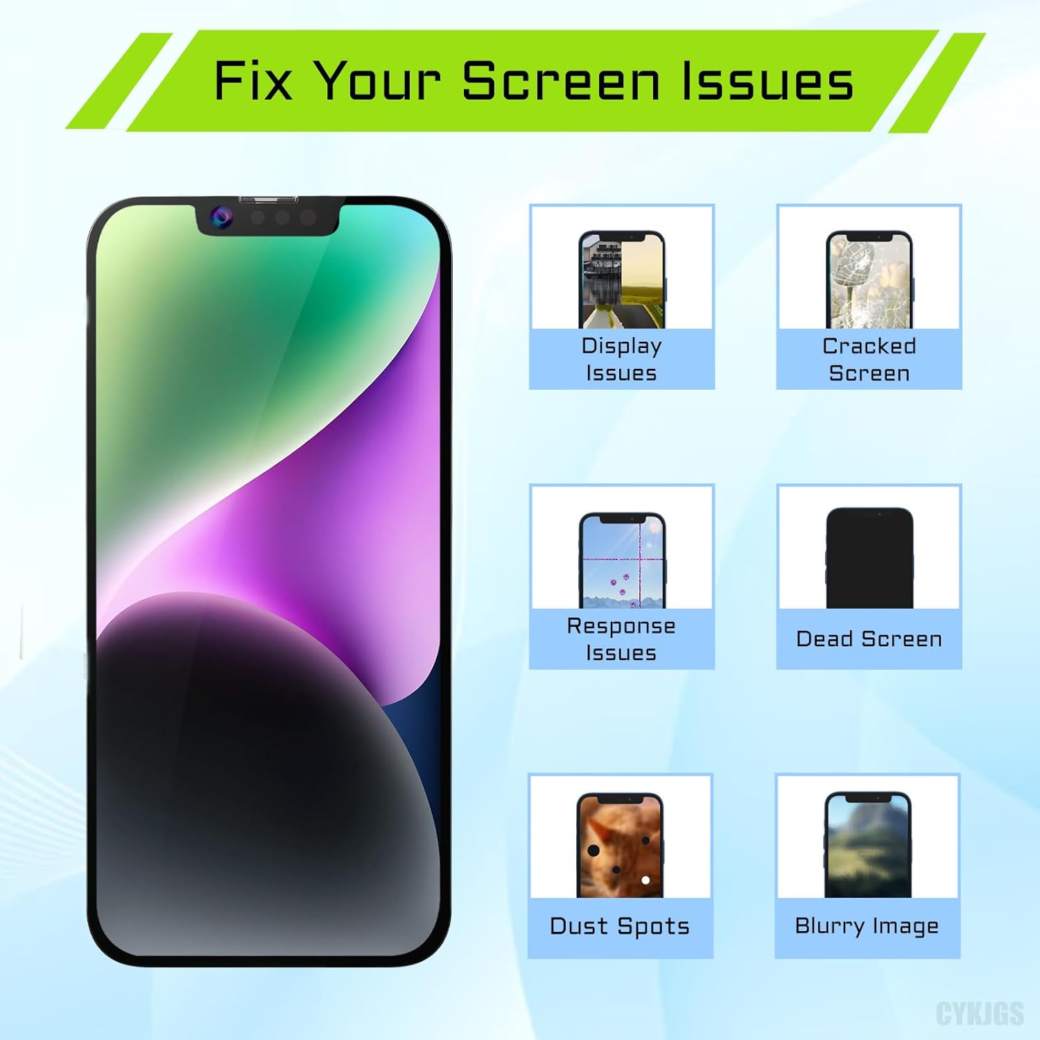 for iPhone 14 Screen Replacement with Proximity Sensor Earspeaker Flex Cable 6.1" 3D Touch LCD Display Digitizer Full Assembly Front Glass Repair Fix Tools Kit A2649 A2881 A2882 A2883 A2884