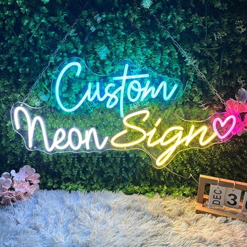 IOKSBACU Custom Neon Signs, Neon Sign Customizable for Wall Decor, Personalized Large Neon Sign for Wedding Birthday Party Gift Bussiness Salon Bar Store Logo Neon Name Sign