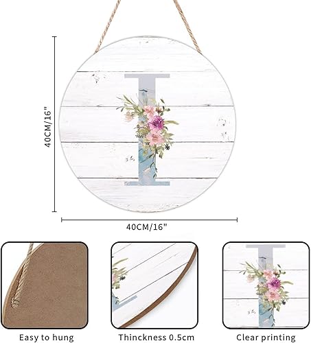Vista 144 de Welcome Sign Front Decor Initial Letter B Round Wood Sign Monogram Purple Floral Wooden Plaque Blossom Floral 10in Country Wood Hanging Signs for