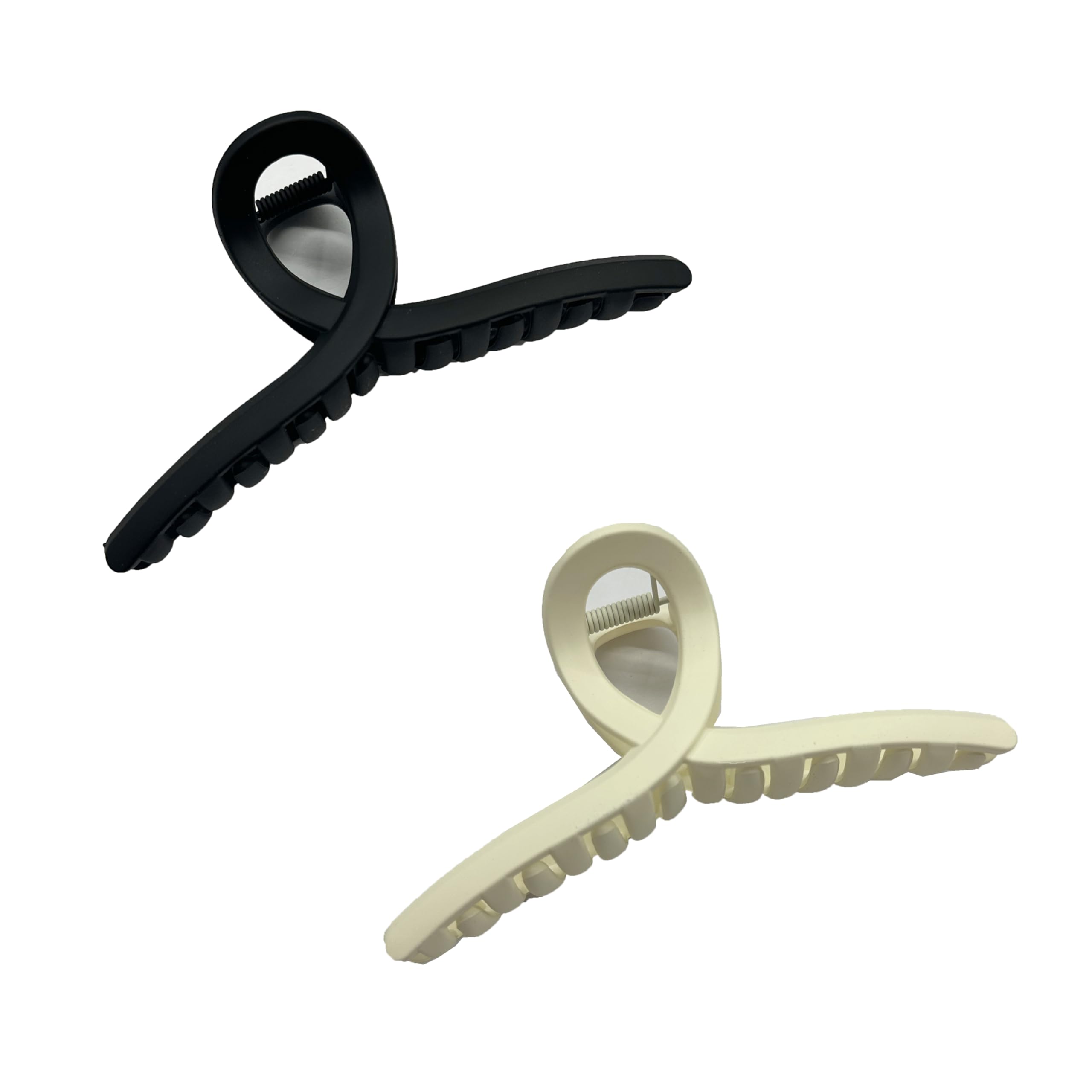 Big Claw Clips Hair Non Slip 5 Inch Matte Butterfly Claw Clips 2pcs Strong Hold Hair Claws for Women (White&Black)