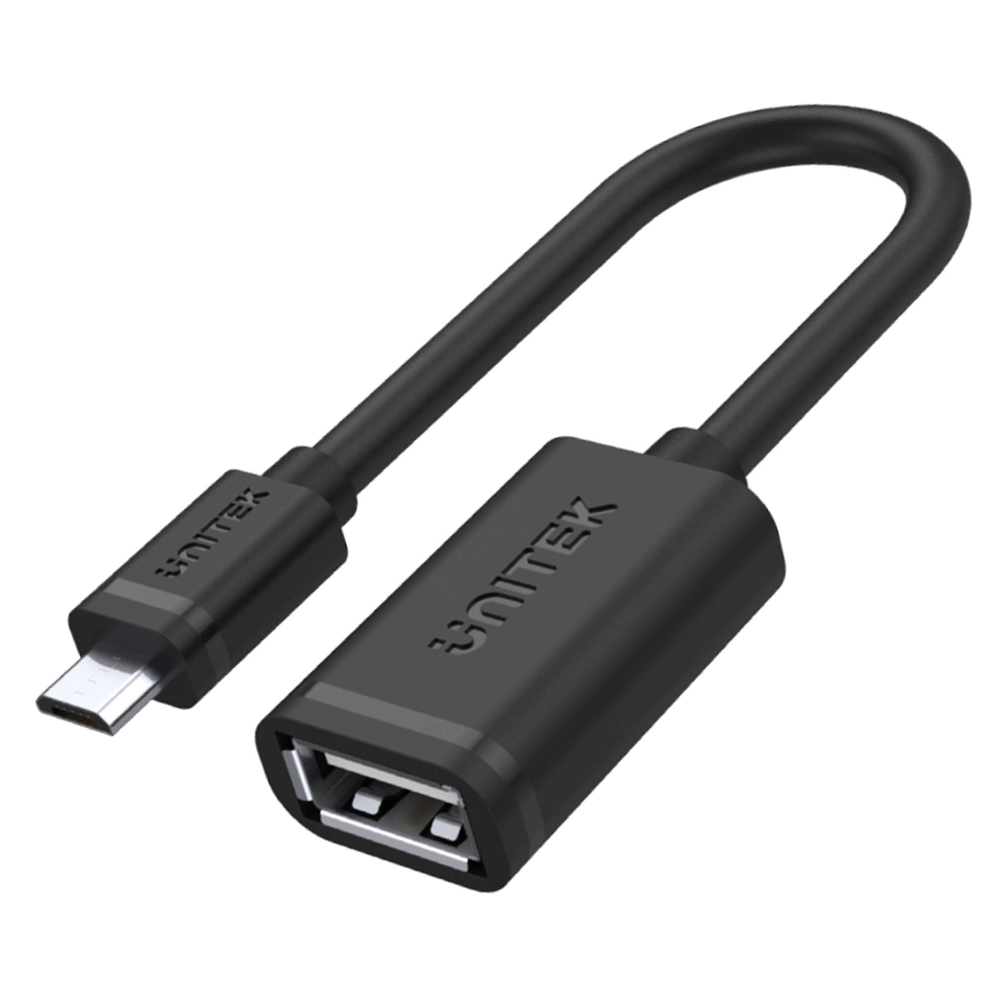 UNITEK Kabel micro USB OTG │ gniazdo USB na microUSB On-the-Go adapter do smartfonów, tabletów │ 480 Mbps, 20 cm długości, czarny │ kompatybilny z Samsung Galaxy S6 S7 Edge, Tab 3, Huawei P9/P10 Lite
