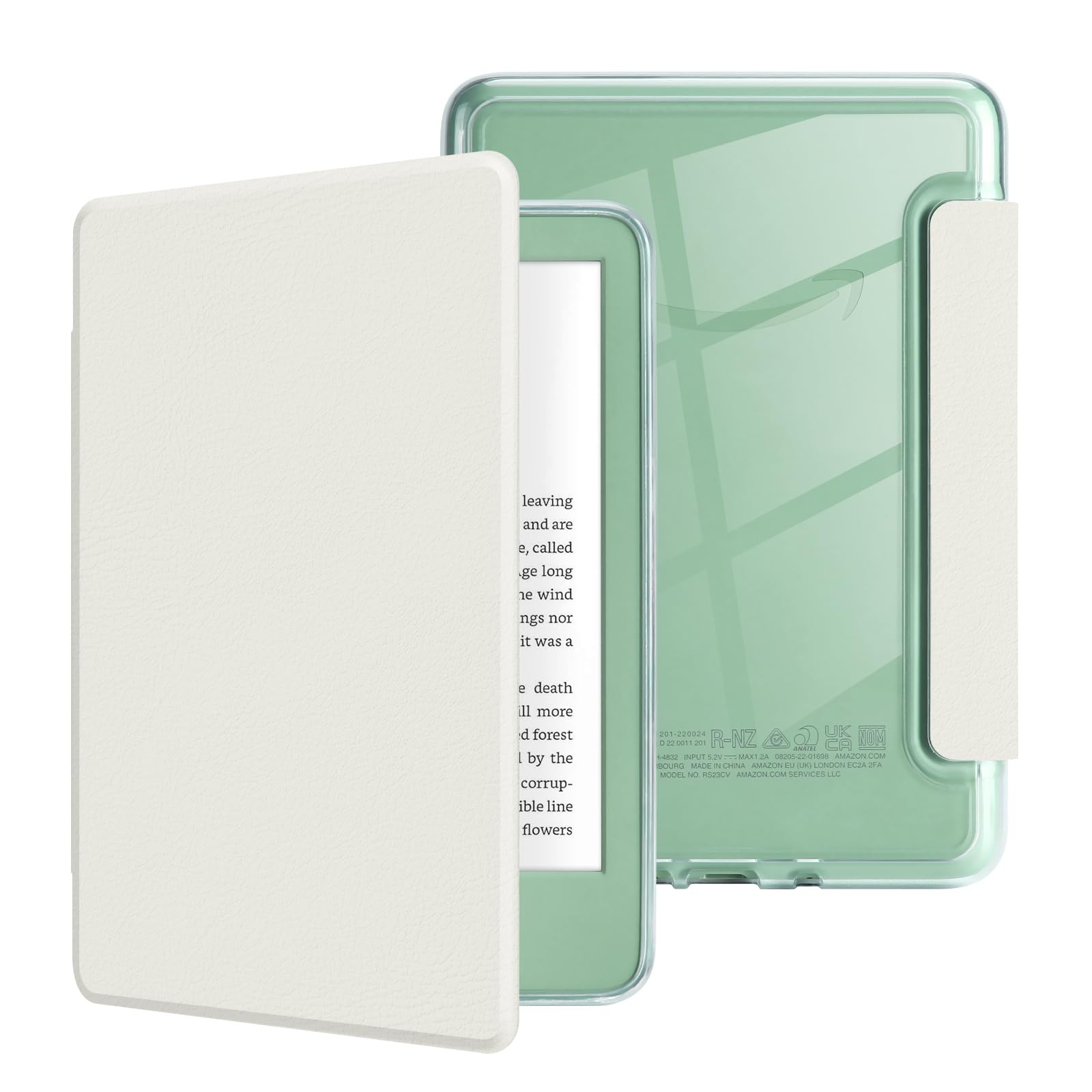MOROCK Schutzhülle für Kindle (11. Generation, Version 2024/2022), leichtes PU-Leder und transparente Acryl-Rückseite, automatische Sleep/Wake-Hülle für Kindle 11. Generation 2024/2022, Weiß