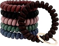 Vista 10 de BIHRTC 6 piezas de pulseras en espiral para muñeca, llaveros elásticos, bobinas, pulseras de llavero de plástico con resorte flexible, pulseras