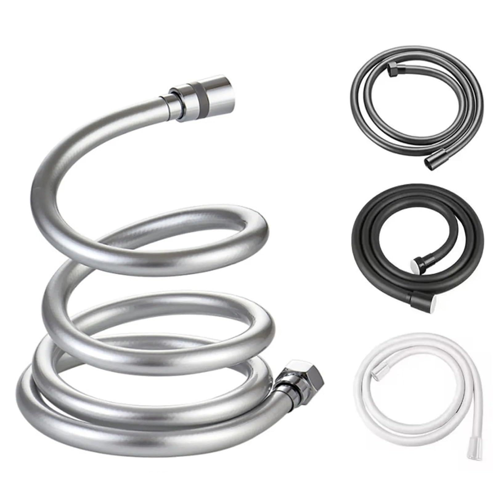 Djskldf Color 1 Tubo Pvc 1.5/2/3/4M Silver Black Golden Pvc Shower Hose Universal Flexible Anti Winding Explosion-Proof Water Tube Bathroom Pipe(,400Cm)