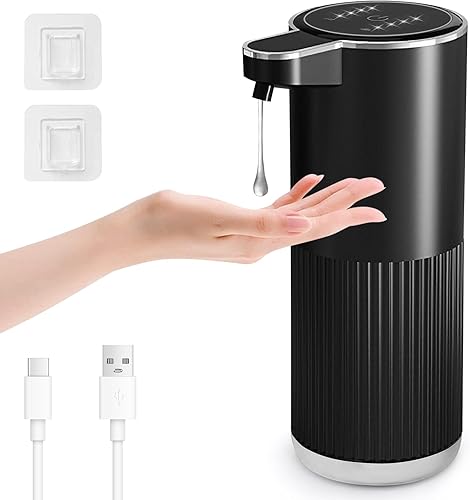 GuDoQi Dispensador automático de jabón líquido sin contacto, espuma ajustable de 4 niveles, dispensador de jabón de manos recargable por USB para