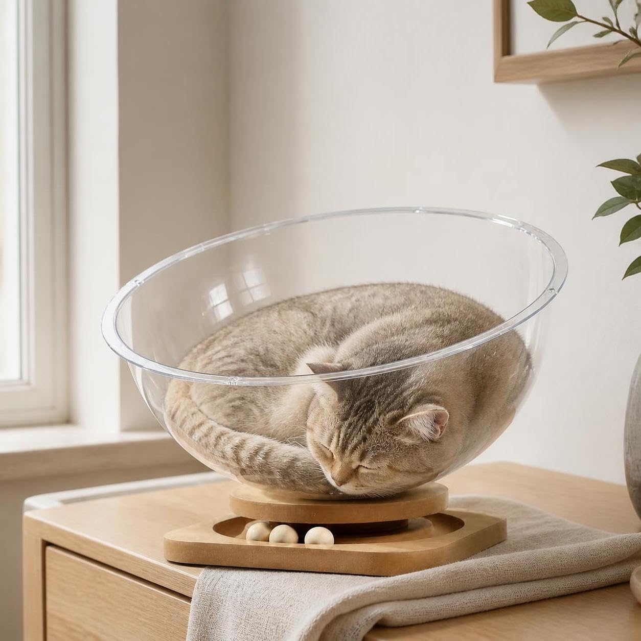 Cuccia per Gatti in Plastica, Trasparente, 37cm