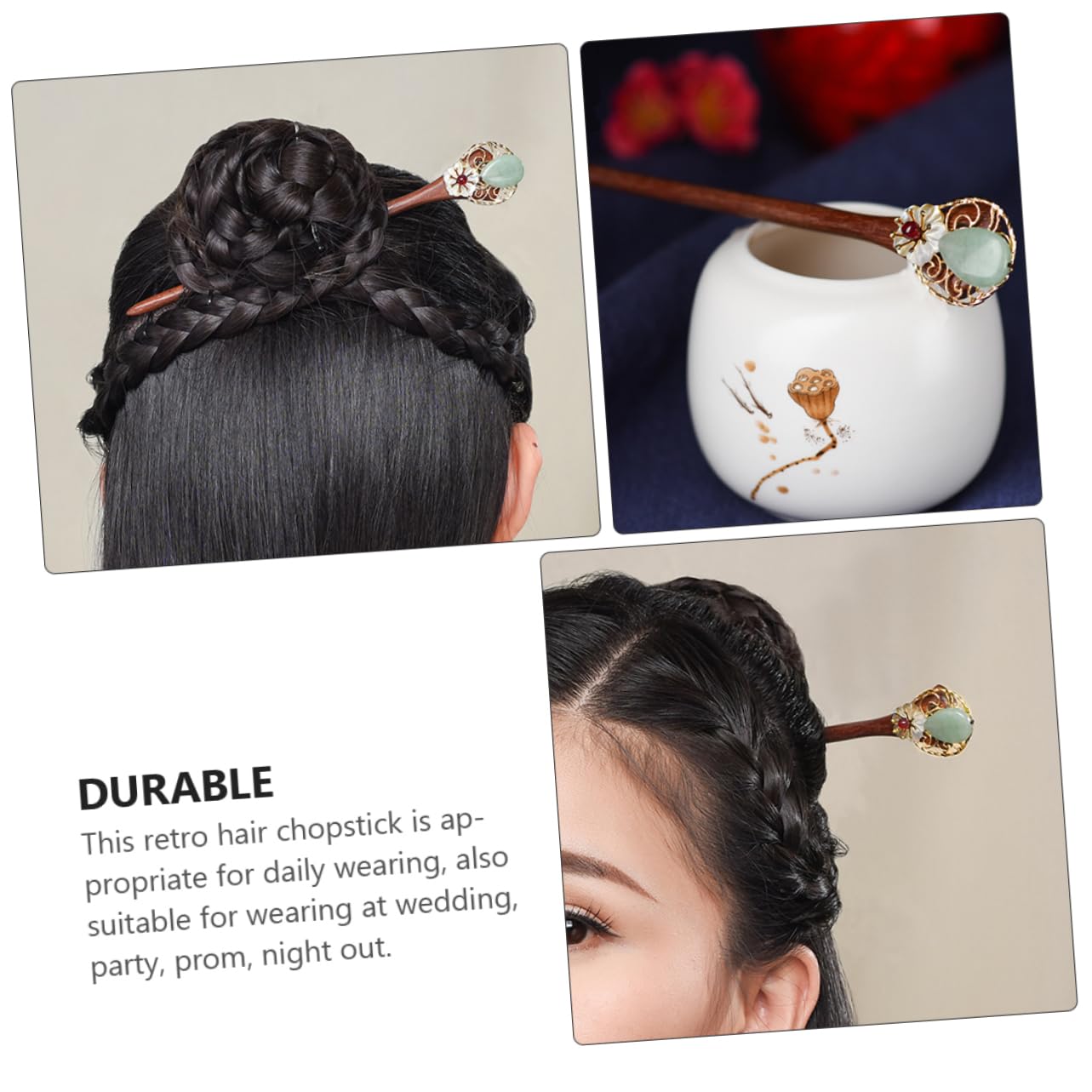FRCOLOR 5pcs Hanfu Horquilla Hairstick Palillos de Pelo Retro Pelo Chino Hanfu Japonés Pelo Para Mujeres Horquilla Japonesa Sándalo Rojo Palillo Flor de Concha Mujer