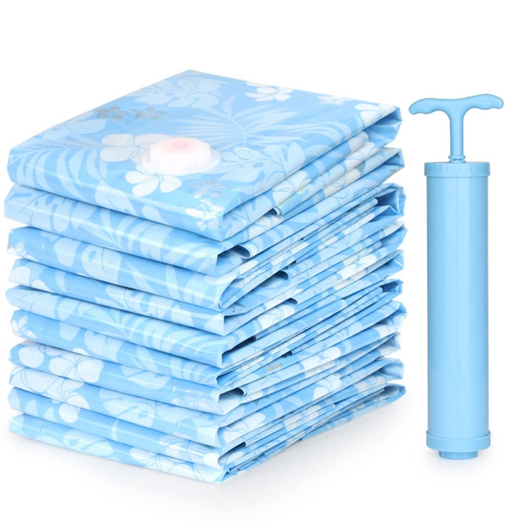 Sac de Rangement sous Vide Sac compressé sous Vide avec Pompe à Main Couverture Vêtements Sac de Rangement réutilisable pour Couette 11 pièces/Ensemble Organisateur de Maison (Style Blanc)