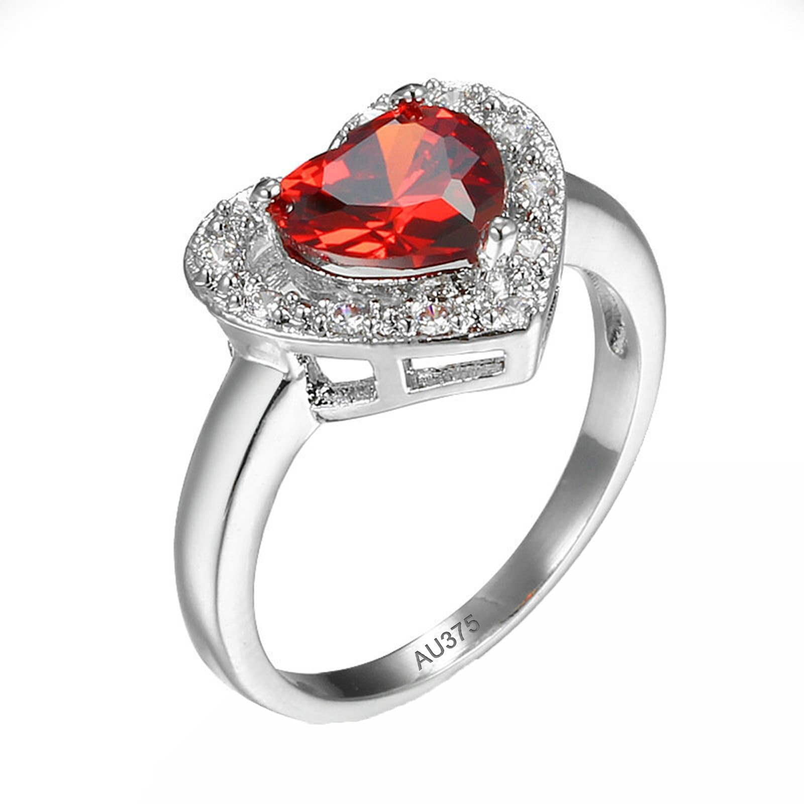 KnSam Anillo solitario de oro blanco de 9 quilates, amatista elegante, lila, anillos de pareja de oro Au375 con moissanita, joyas de oro auténtico, talla 47-69