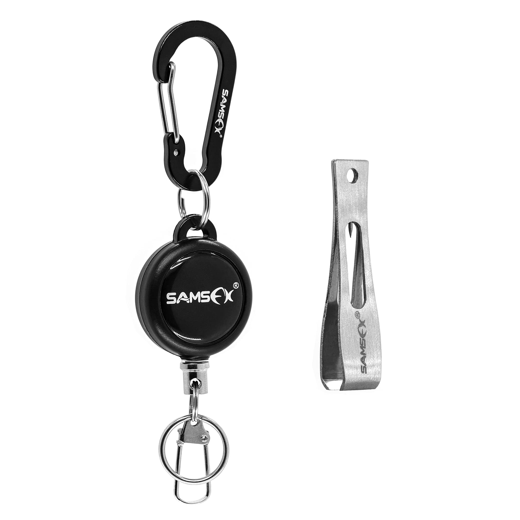 SAMSFXFly Fishing Line Clippers Nippers Tools Combo with Retractor Zinger (Nippers with Carabiner and Retractor)