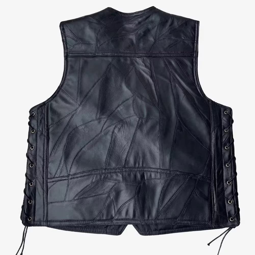 DongBao Giacca in pelle per uomo Gilet da motociclista Gilet casual Gilet da moto senza maniche Gilet da caccia