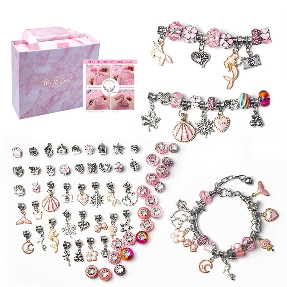 Bracelet Making Kit, DIY Craft for Girls, Unicorn/Mermaid Arts Crafts Jewelry Beads Making Gifts Set for Kids Teens Ages 8-12