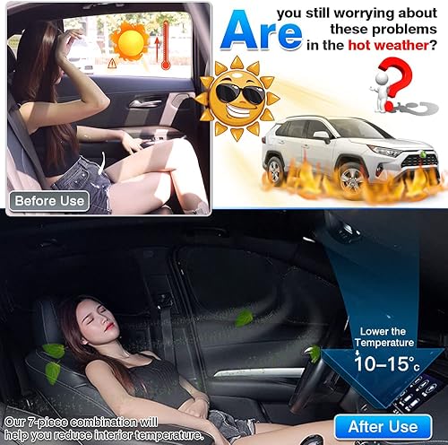 Miniatura 3 de T TGBROS Parasol para parabrisas para Toyota RAV4 2019-2024 2025, protectores de ventana de coche, espesor, bloquean rayos UV y privacidad,