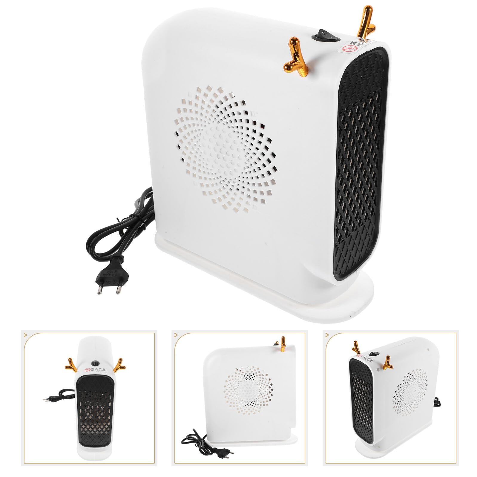 Riscaldatore Elettrico da Tavolo Portatile per Casa e Ufficio 500w Riscaldamento Rapido Controllo Termostatico in Pp Bianco