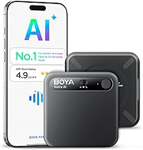 BOYA Notra AI Voice Recorder,3-Mode Capture -Ambient/Phone Call/Bluetooth, AI Transcription&Smart Summary, Support 140+ Languages, 64GB Storage, Magnetic Note Taker for Meetings,Lectures,Interviews