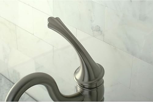 Miniatura 3 de Kingston Brass KB1428GL - Grifo georgiano para fregadero con placa de cubierta opcional, níquel cepillado