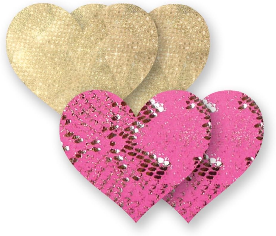 Nippies Pink Gold Metallic Snake Print Cross Waterproof Self Adhesive Fabric Nipple Cover Pasties Size C