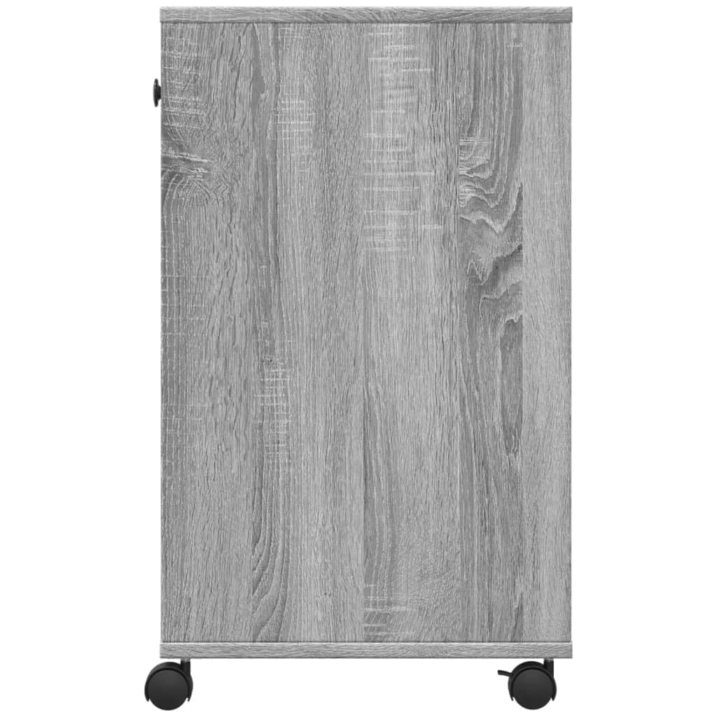 Druckerständer mit Rollen Grau Sonoma Holzwerkstoff 60x40x68,5 cm mit 4 Rollen und 2 Bremsen Flexibler Druckertisch Büroorganisation Homeoffice Ablagefach