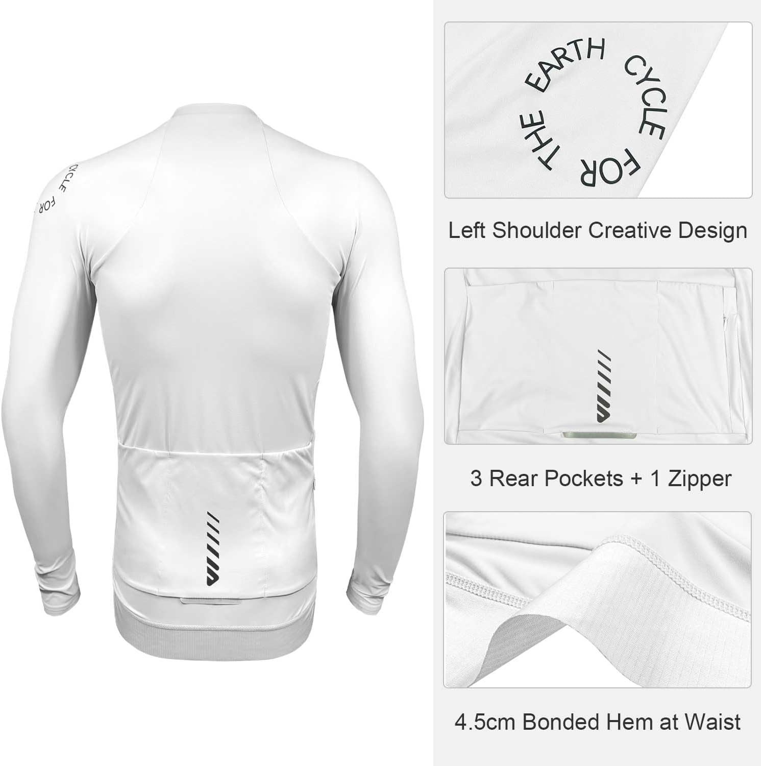 Wulibike Cycling Jersey Men Long Sleeve, Road Bike Jerseys Full Zipper with Pockets, Suitable for Spring and Autumn
