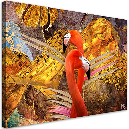 Tableau flamants roses 100x70 Feeby toile design géométrique