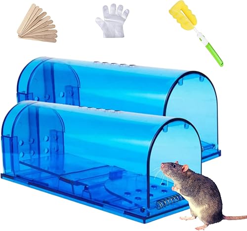 Trampa para ratones viva fácil de atrapar para ratones, topos y ardillas, reutilizable y muy sensible para uso en interiores y exteriores, azul