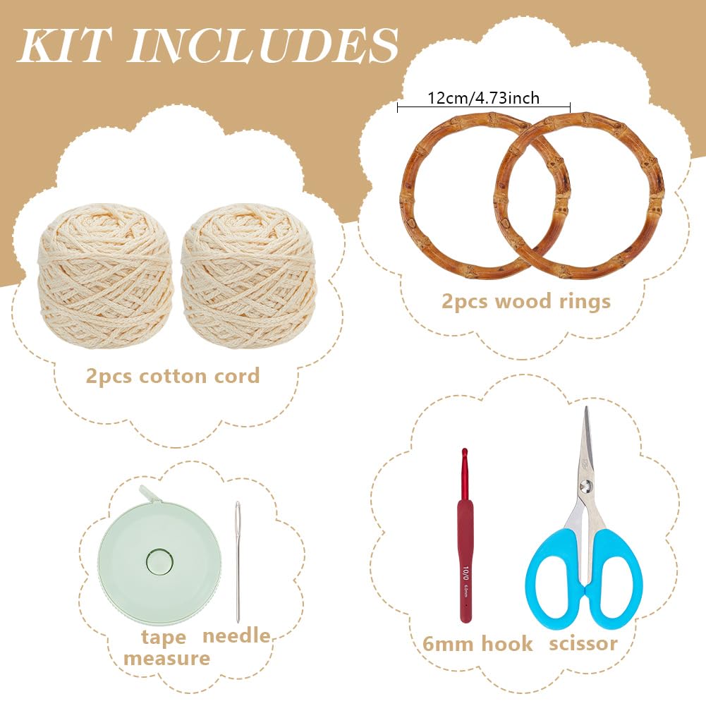 ACRNIGHEET Kit de bolsa de ganchillo para adultos, kit de bolsa de ganchillo para principiantes, kit de ganchillo para principiantes, kit de iniciación de bolsa de ganchillo bohemio con guía de video