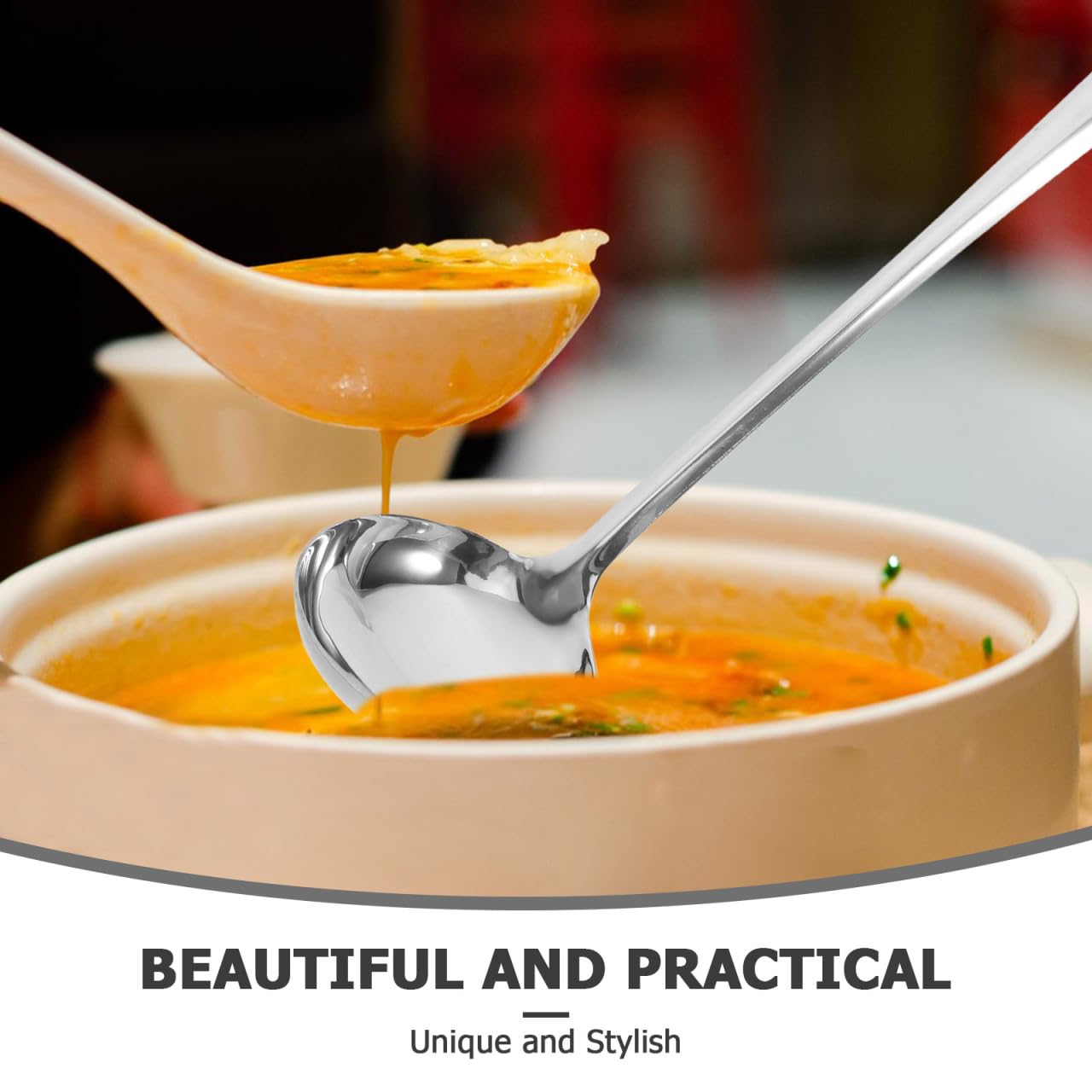 IMEEA Lot de 2 louches à soupe en acier inoxydable SUS304 20,3 cm IMEEA Lot de 2 louches à soupe en acier inoxydable SUS304 20,3 cm