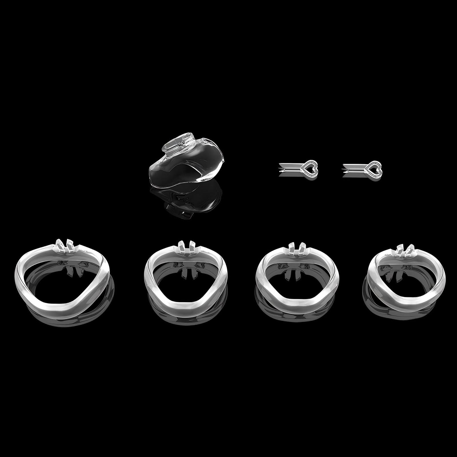 Cage de Chasteté pour Pénis Petite Chastity Cage avec 2 Clés et 4 Anneaux Différents Sex Toys pour Man Cage Chastetée pour Bondage les Pénis des Hommes Légère et Respirante (Clear,Nub)