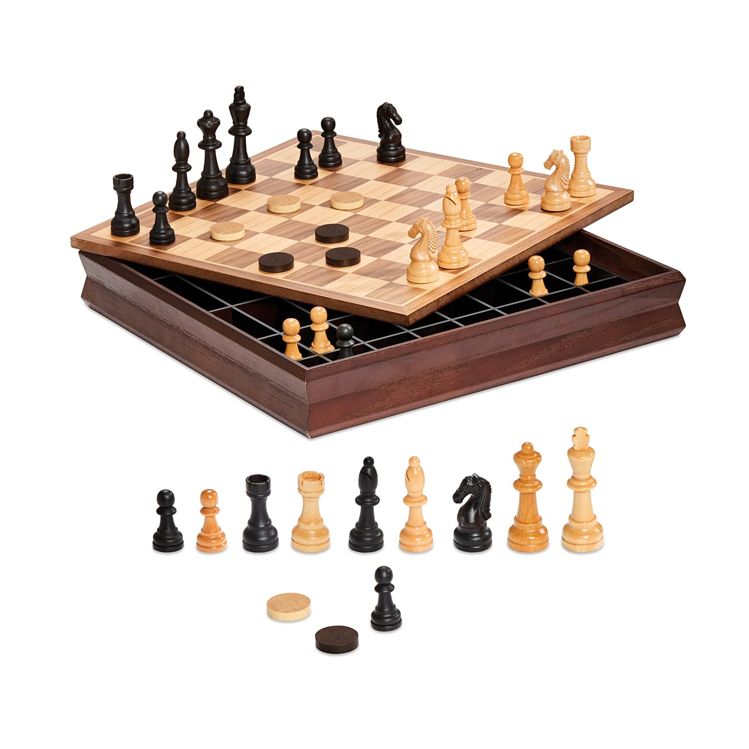 Dal Negro 02684 - Contenitore in Legno Scacchi Dama, 36 cm