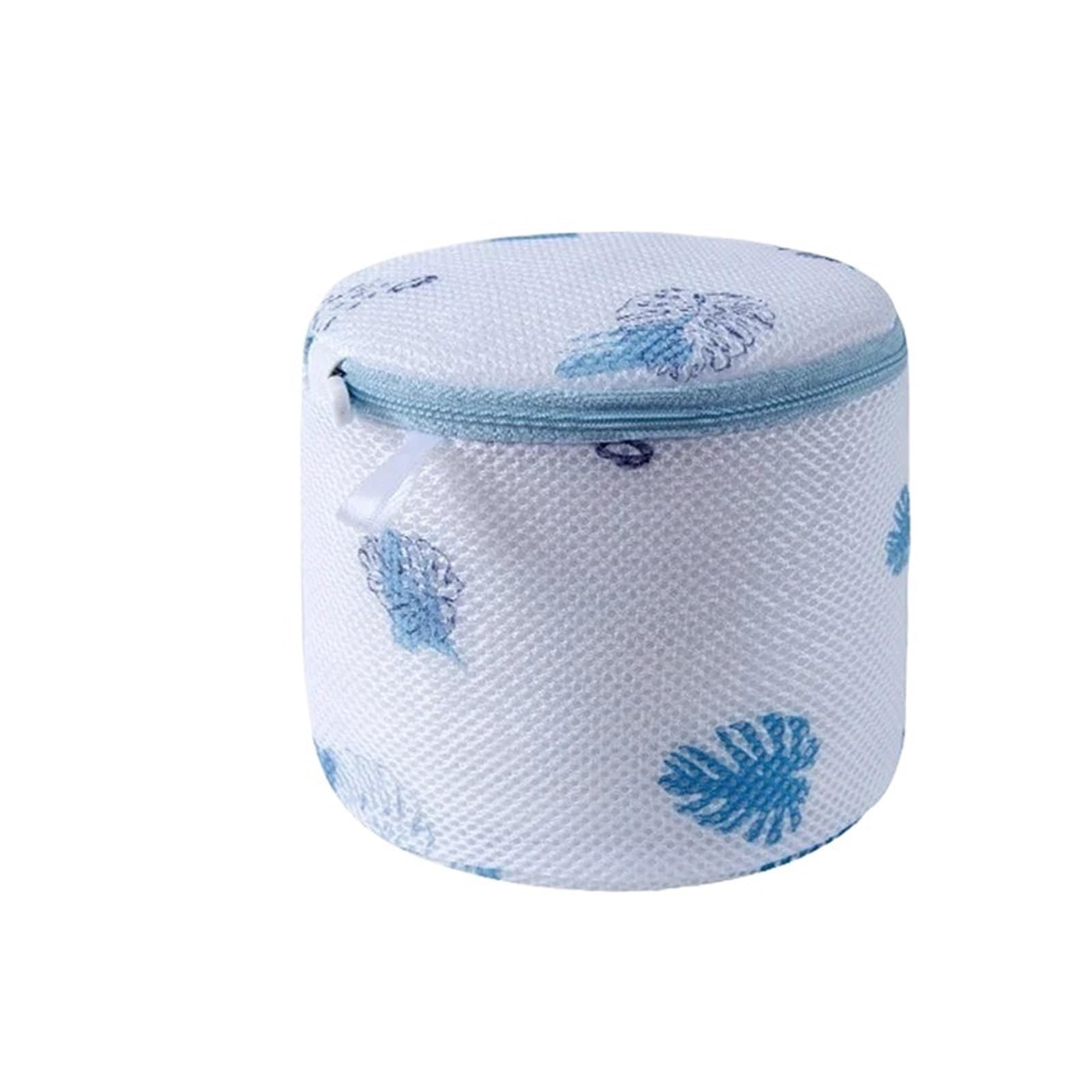 3pcs Cute Print Women's Bra Washing Bags - Thicken Protective Laundry Bag for Bras and Underwear Storage(Blue Leaves)