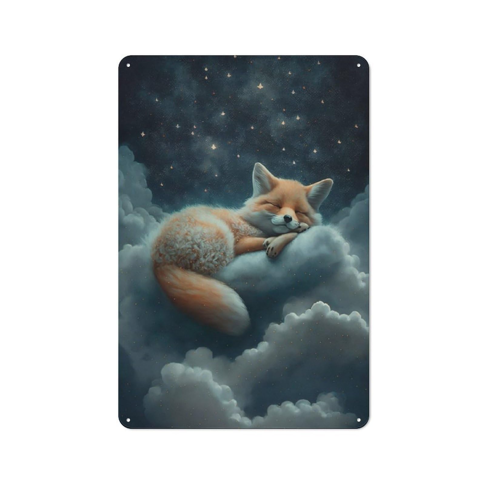 Junmoney Fox In Sky Vintage Tin Sign 30X20cm With For Home Office Or Studio, For Home Office Decor Fans Refreshing A Room In Autumn