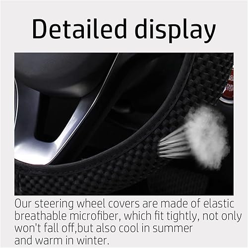 Miniatura 3 de Smeyta Funda elástica para volante de automóvil, microfibra transpirable, seda de hielo antideslizante, cálida en invierno y fresca en verano, funda