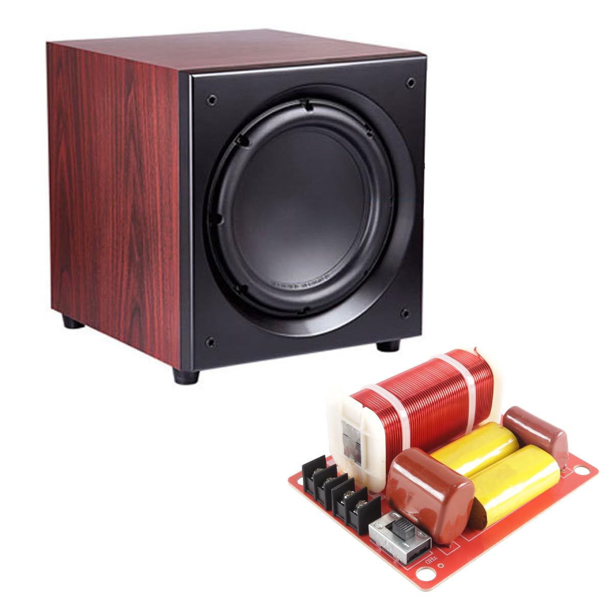 350 W 1-Wege-Bass-Subwoofer-Lautsprecher-Frequenzweiche, 86 A einstellbare passive Frequenzweiche für HiFi-Auto-/Heim-Audio-Basslautsprecher mit 4 bis 8 Ohm