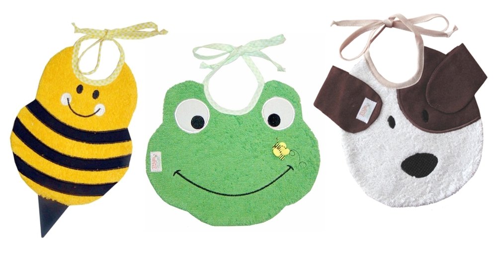 set de 3 bavoirs Animaux - taille unique