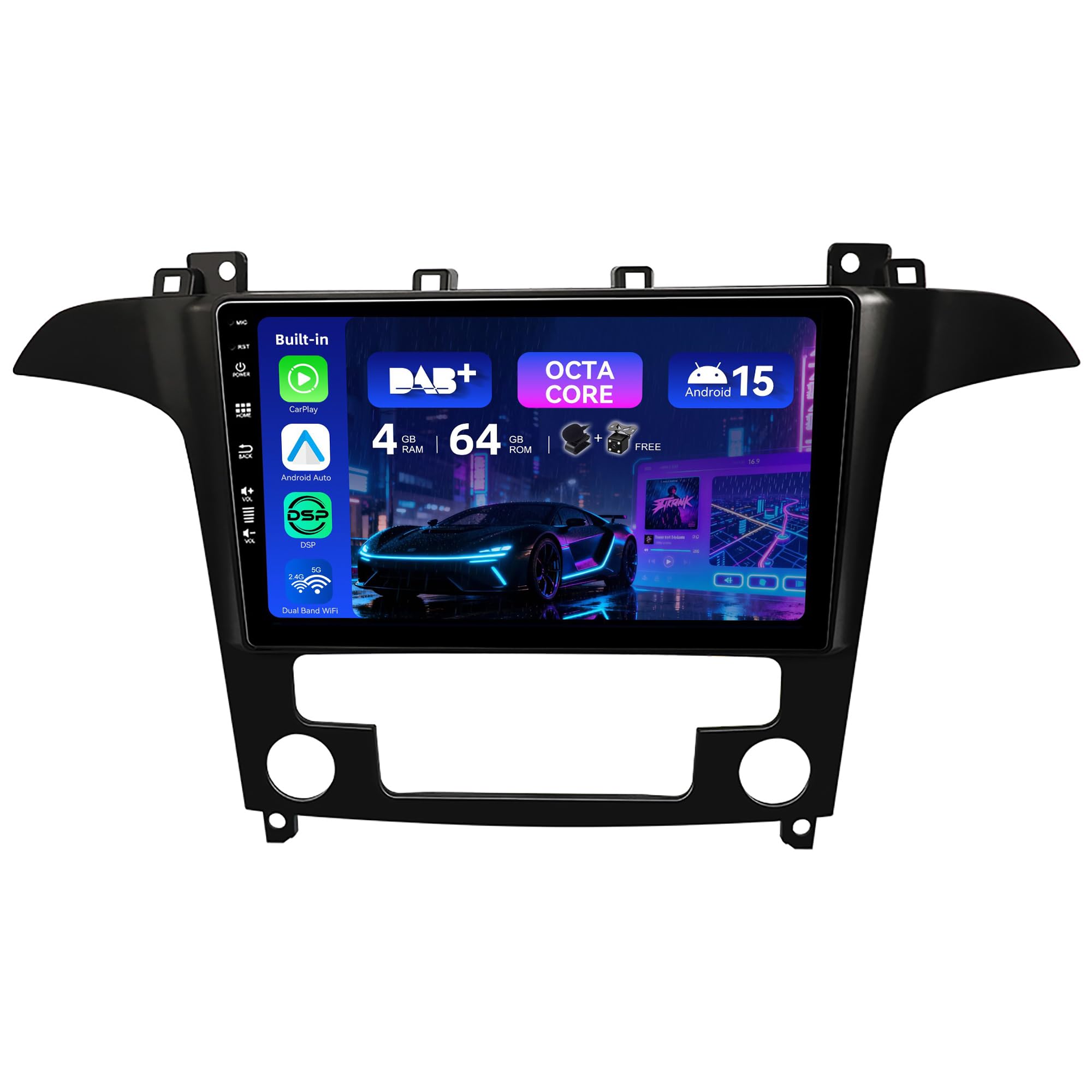 Autoradio Ford S-Max Android 15 GPS multimédia navigation double din