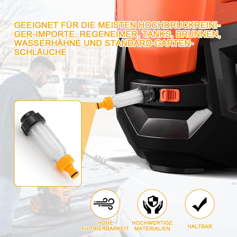 Lot De 2 Filtres à Eau Pour Tuyau D'Arrosage Avec 4 Inserts Et 5 Adaptateurs - Préfiltre Nettoyeur Haute Pression