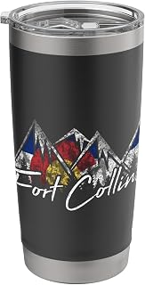 Fort Collins Colorado Flag Mountains Shirt Souvenir Gift Stainless Steel Insulated Tumbler