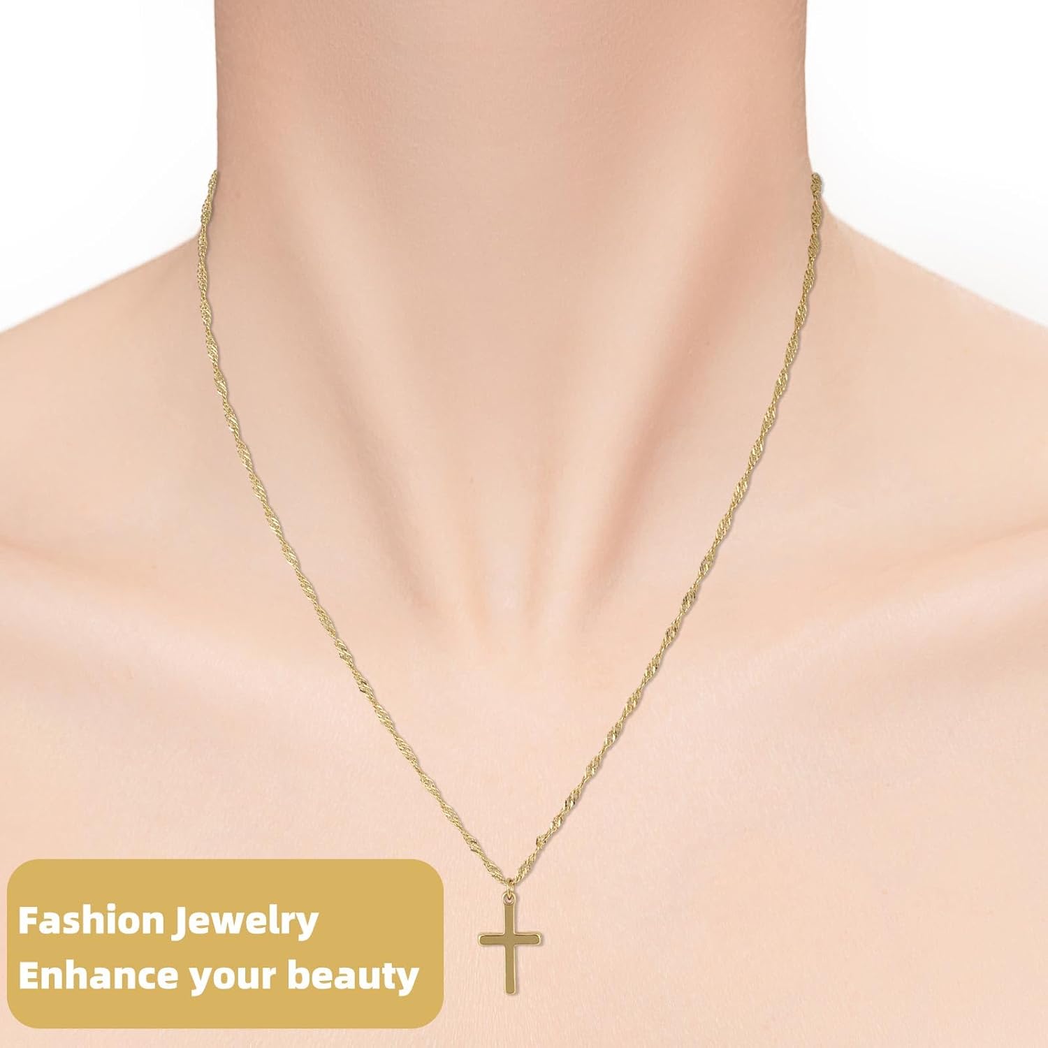 Gold Cross Necklace for Women, Dainty Fashion Cross Pendant Necklace Christian Religious Jewelry for Women Trendy Jewellery Christian Faith Gift - Image 3